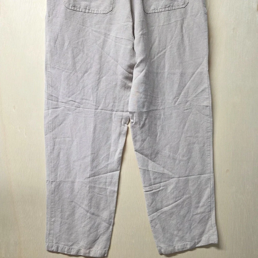 Havana Nines Womens M Taupe Linen Rayon Pull On Casual Beach Pants